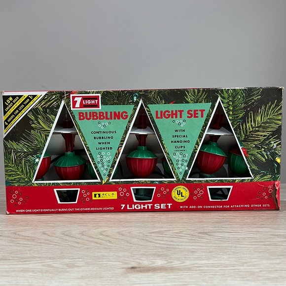 VINTAGE CHRISTMAS Bubbling 7 Light String Set - Picture 5 of 11